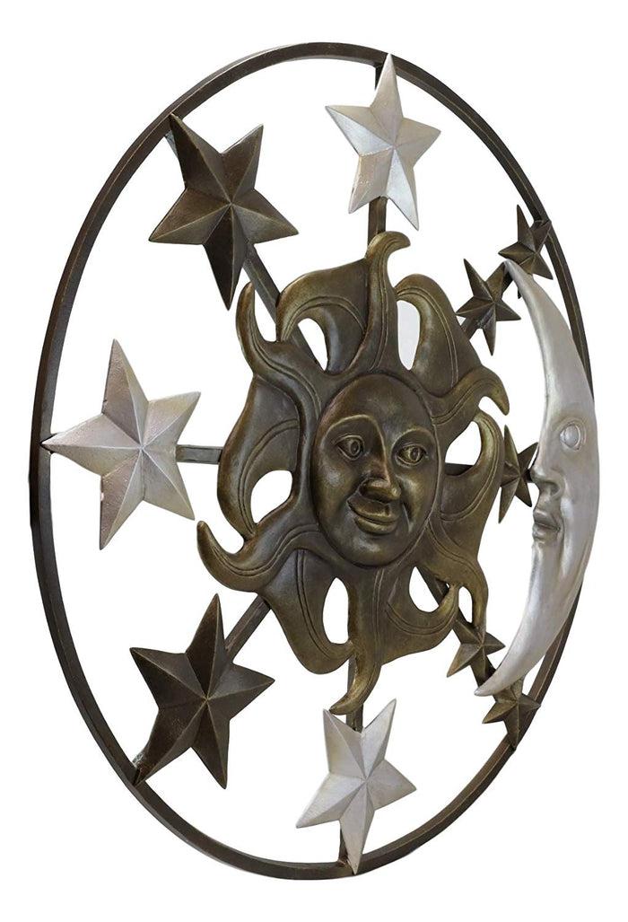 Ebros Gift Large 33"W Aluminum Celestial Heavens Sun Moon And Stars Astrology Wall Decor