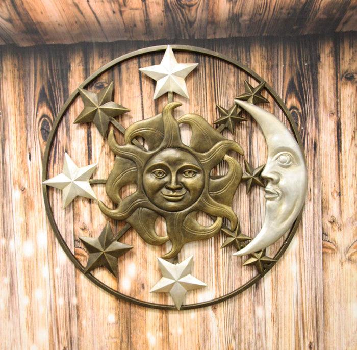 ebros gift Large 33"W Aluminum Celestial Heavens Sun Moon And Stars Astrology Wall Decor