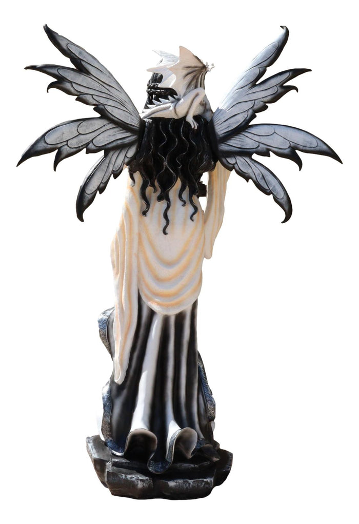 Ebros Gift Large 4 Ft Spell Caster Winter Fairy With Dragon And Solar LED Lantern Statue