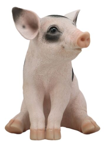 Ebros Gift Large Adorable Realistic Animal Farm Babe Spotted Pig Piglet Statue 9"H Decor