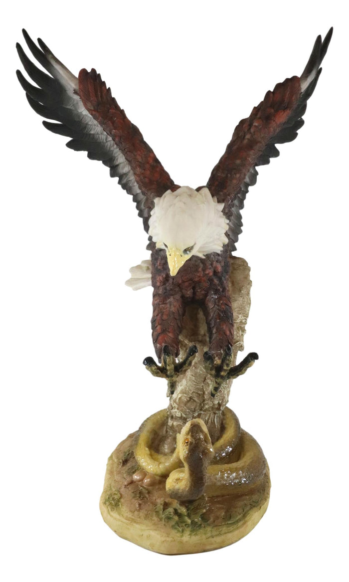 Ebros Gift Large American Bald Eagle Swooping On Python Snake Decorative Patriotic Statue