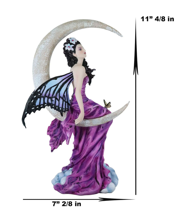Ebros Gift Large Amethyst Moon Celestial Butterfly Fairy Statue 11"Tall By Nene Thomas