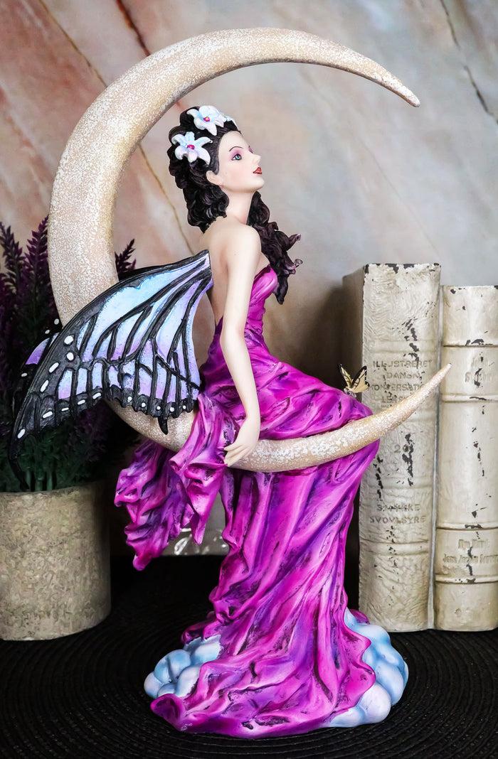 ebros gift Large Amethyst Moon Celestial Butterfly Fairy Statue 11"Tall By Nene Thomas