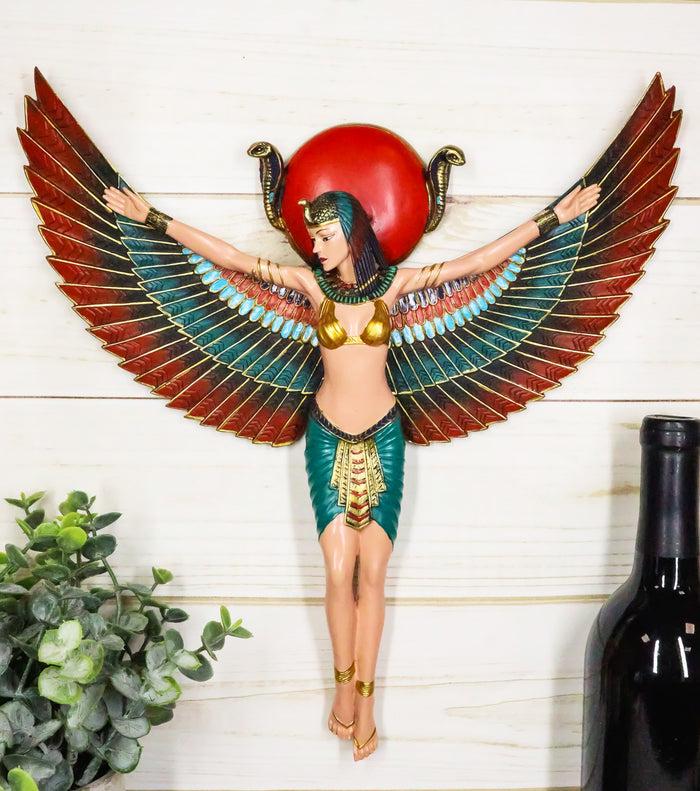 ebros gift Large Ancient Egyptian Goddess Isis Ra With Open Wings Wall Decor Statue Plaque