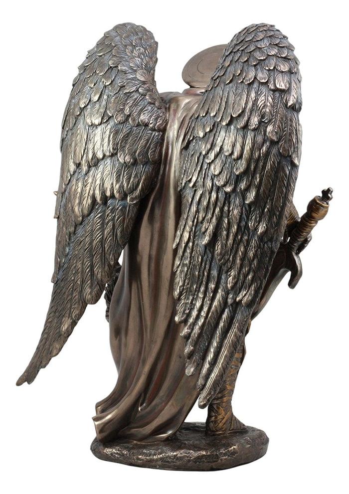 Ebros Gift Large Archangel Saint Michael Holding Satan Dragon Lucifer Head Statue 15.5"H