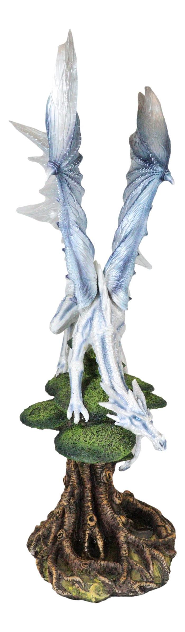 Ebros Gift Large Arctic Frost Fury Dragon Perching On Rainforest Giant Tree Canopy Figurine