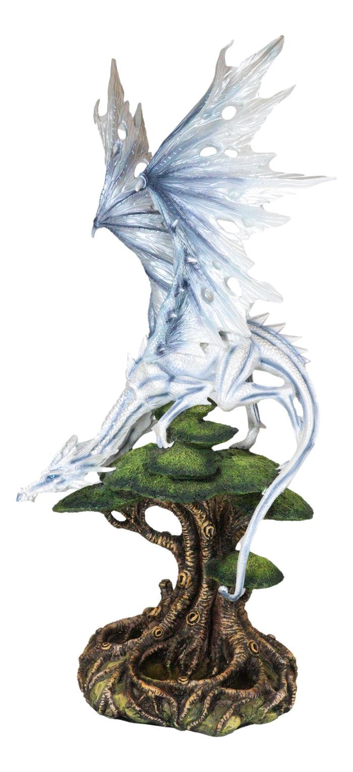 Ebros Gift Large Arctic Frost Fury Dragon Perching On Rainforest Giant Tree Canopy Figurine