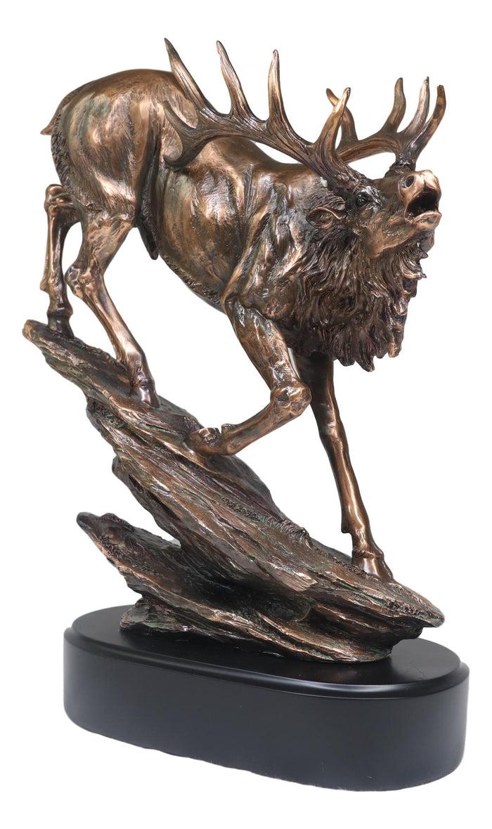 Ebros Gift Large Bellowing Wapiti Bull Elk Deer Rustic Bronze Electroplated Finish Statue