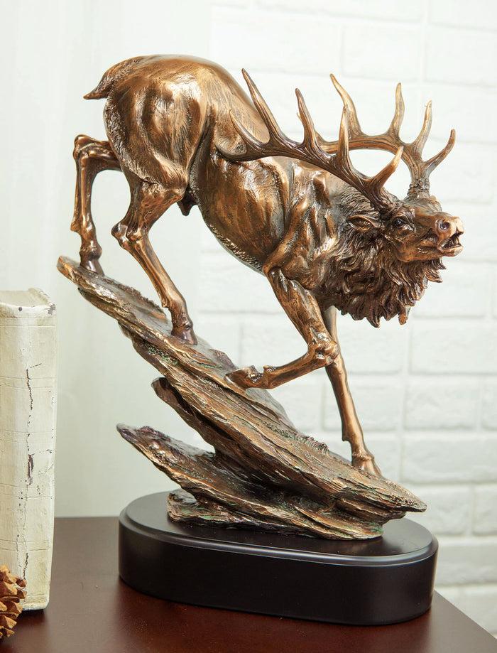 ebros gift Large Bellowing Wapiti Bull Elk Deer Rustic Bronze Electroplated Finish Statue