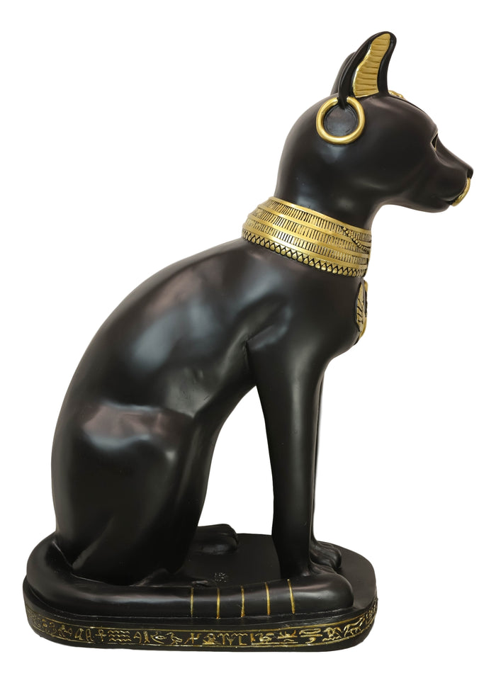 Ebros Gift Large Black And Gold Egyptian Goddess Cat Bastet With Scarab Amulet Statue 37"H