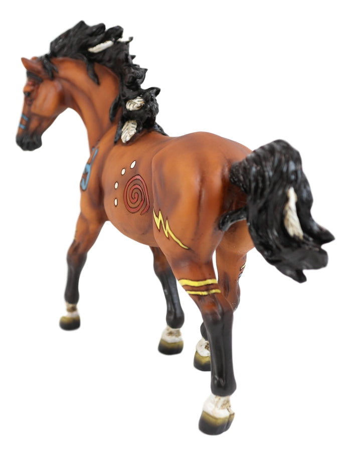 Ebros Gift Large Brown Native American Tribal Medicine Spirit Horse Statue Thunderbolt