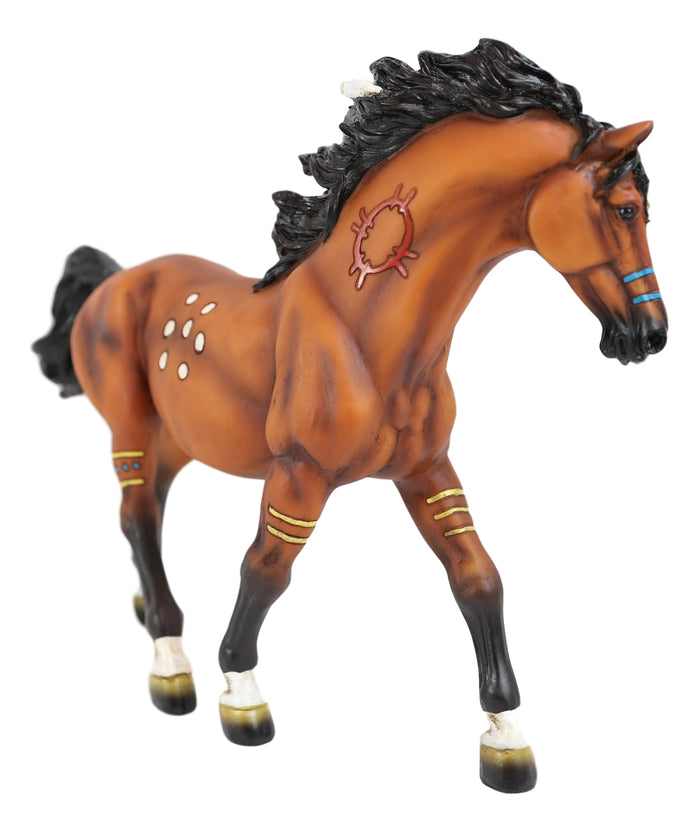 Ebros Gift Large Brown Native American Tribal Medicine Spirit Horse Statue Thunderbolt