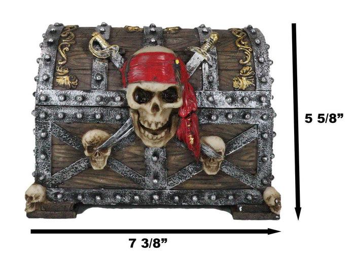 Ebros Gift Large Caribbean Pirate Marauder Skull With Criss Cross Blades Treasure Chest Box