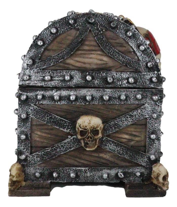 Ebros Gift Large Caribbean Pirate Marauder Skull With Criss Cross Blades Treasure Chest Box