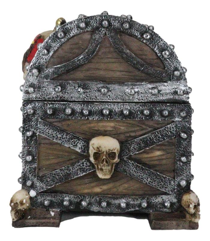 Ebros Gift Large Caribbean Pirate Marauder Skull With Criss Cross Blades Treasure Chest Box