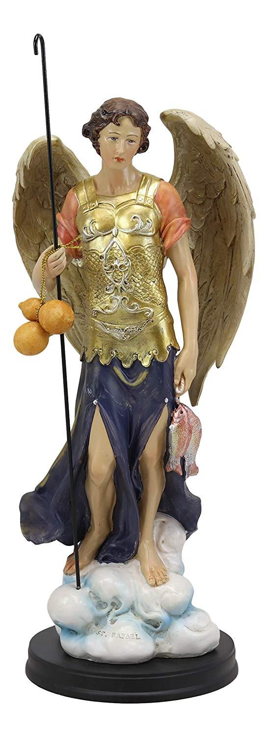 Ebros Gift Large Catholic Church Archangel Raphael With Staff And Healing Oil Statue 14"H