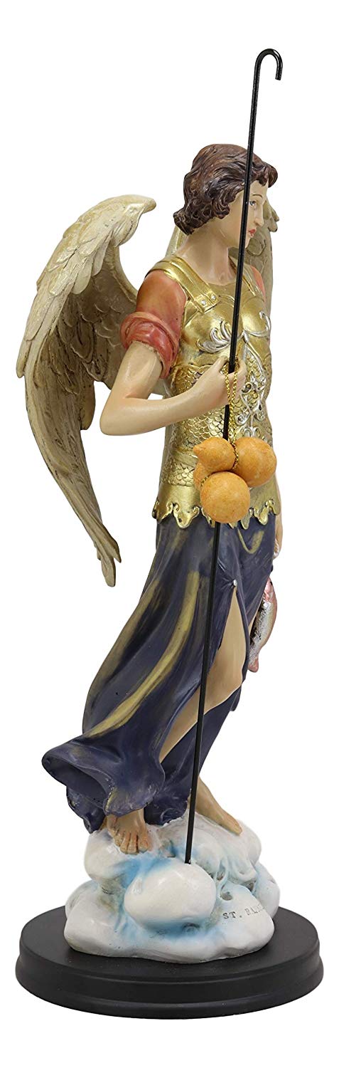 Ebros Gift Large Catholic Church Archangel Raphael With Staff And Healing Oil Statue 14"H