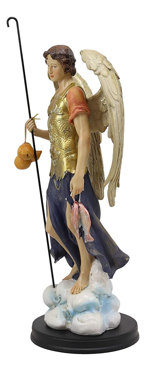 Ebros Gift Large Catholic Church Archangel Raphael With Staff And Healing Oil Statue 14"H