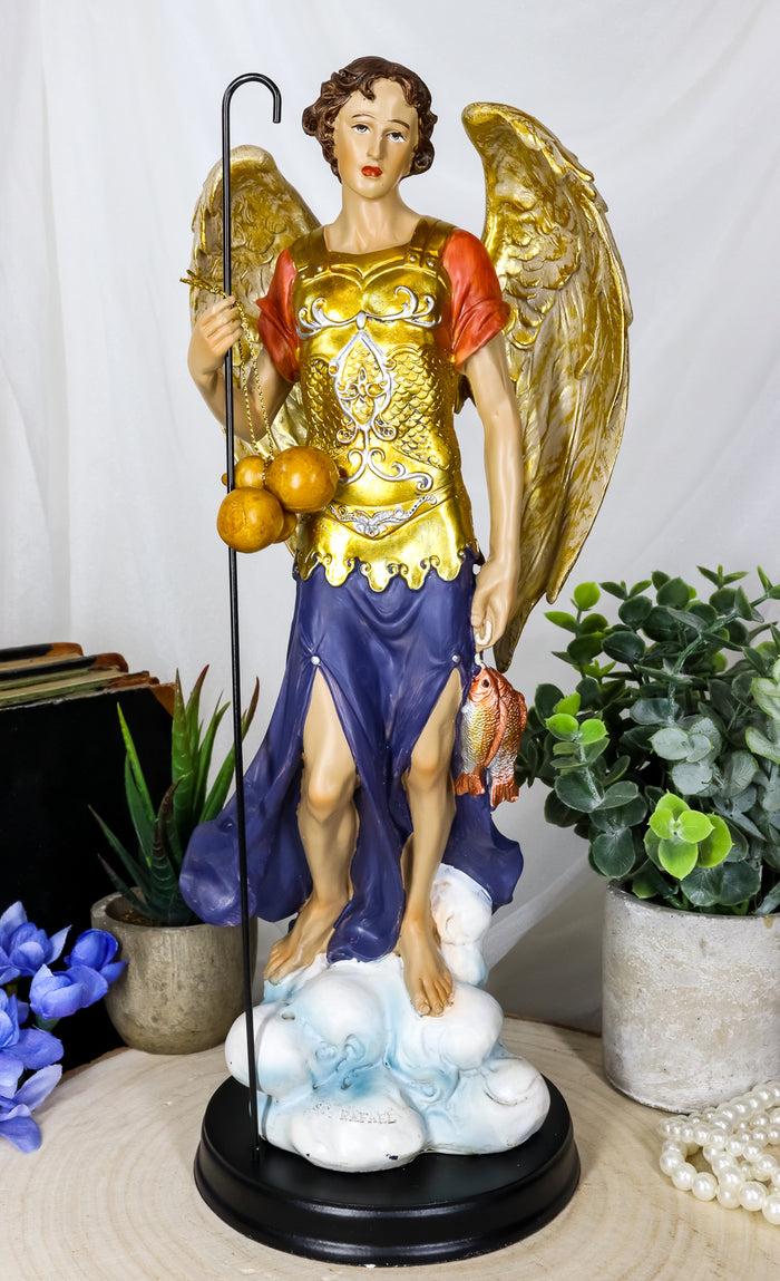 ebros gift Large Catholic Church Archangel Raphael With Staff And Healing Oil Statue 14"H
