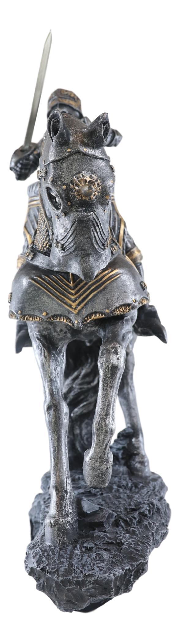 Ebros Gift Large Charging Medieval Knight Swordsman On Horse Calvary Statue 15"H Figurine