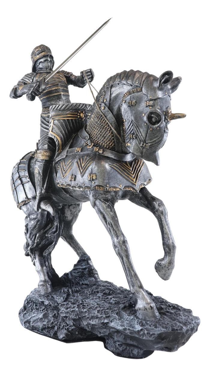 Ebros Gift Large Charging Medieval Knight Swordsman On Horse Calvary Statue 15"H Figurine
