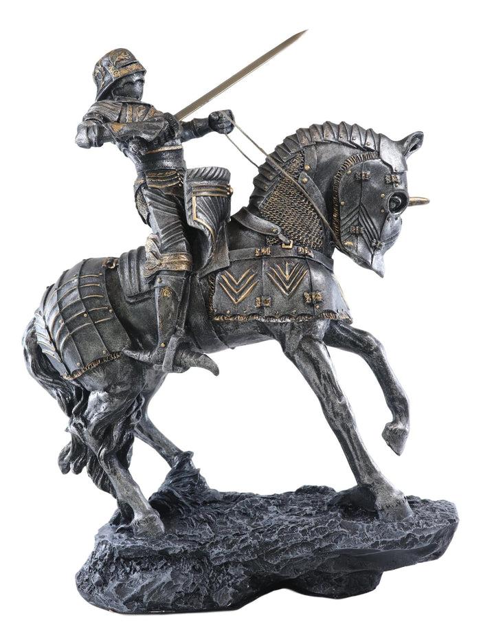 ebros gift Large Charging Medieval Knight Swordsman On Horse Calvary Statue 15"H Figurine