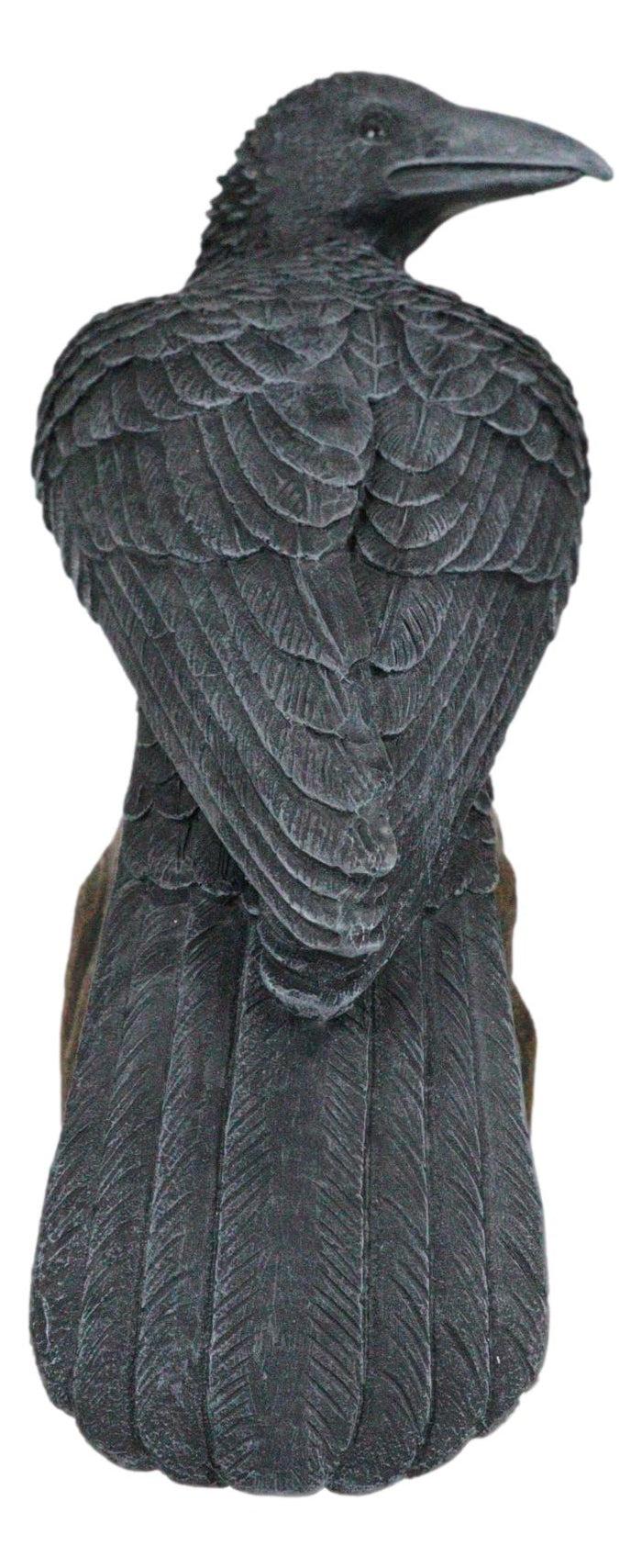 Ebros Gift Large Dark Raven On Large Rock Platform Resin Statue Figurine 8" Height