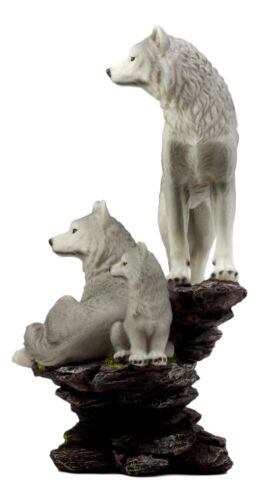 Ebros Gift Large Denizens Of Twilight Timber Wolf Family Statue 14.25"H Wildlife Animal