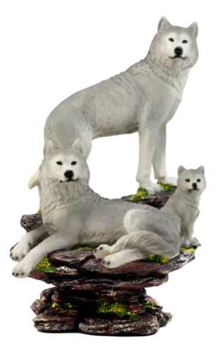 ebros gift Large Denizens Of Twilight Timber Wolf Family Statue 14.25"H Wildlife Animal