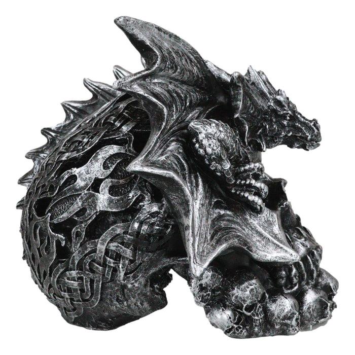 Ebros Gift Large Dragon On Ossuary Morphing Skull With Celtic Tribal Patterns Figurine
