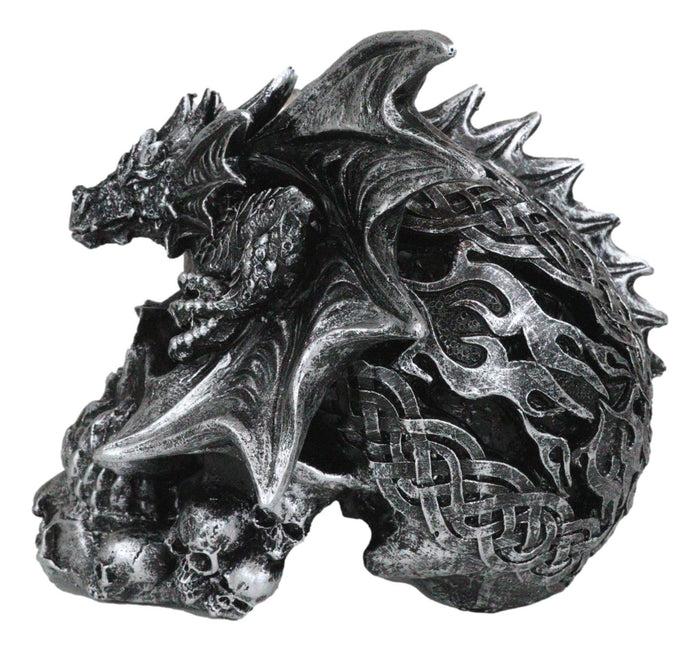 Ebros Gift Large Dragon On Ossuary Morphing Skull With Celtic Tribal Patterns Figurine