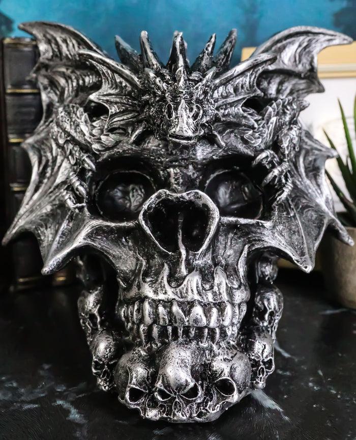 ebros gift Large Dragon On Ossuary Morphing Skull with Celtic Tribal Patterns Figurine