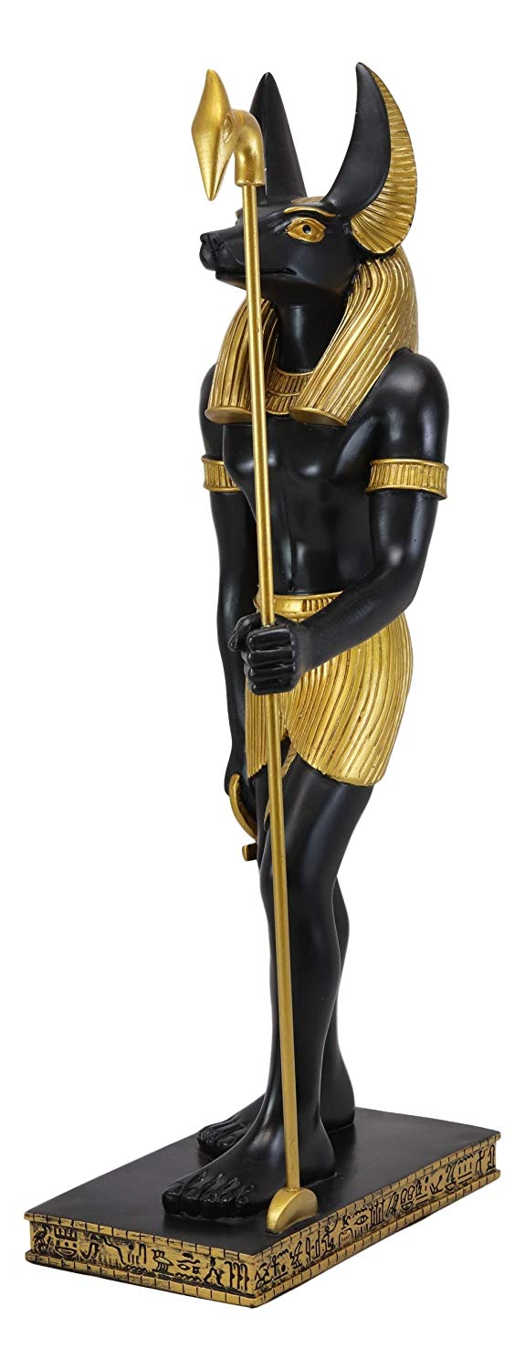 Ebros Gift Large Egyptian God Of The Dead Mummification Anubis With Was Staff Statue 21.5"H