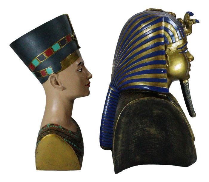Ebros Gift Large Egyptian Pharaoh King Tut And Queen Nefertiti Bust Statue Set Of 2 Decor