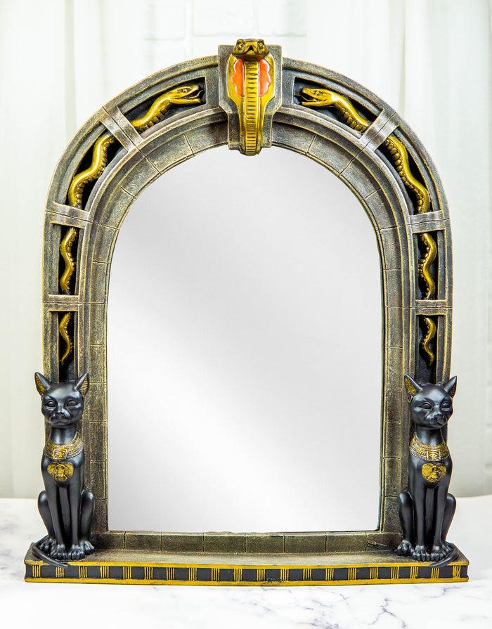 ebros gift Large Egyptian Uraeus Cobra With 2 Scarab Bastet Cats Wall Decor Mirror Plaque