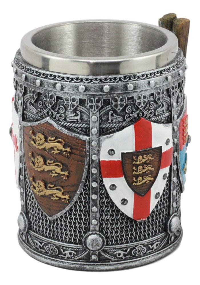 Ebros Gift Large English Knight Shield Tankard Mug Beer Stein Beverage Cup 5.25" Tall