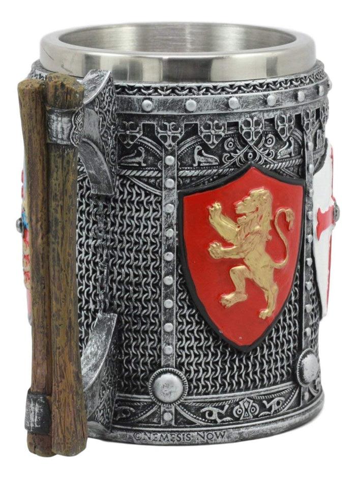 Ebros Gift Large English Knight Shield Tankard Mug Beer Stein Beverage Cup 5.25" Tall