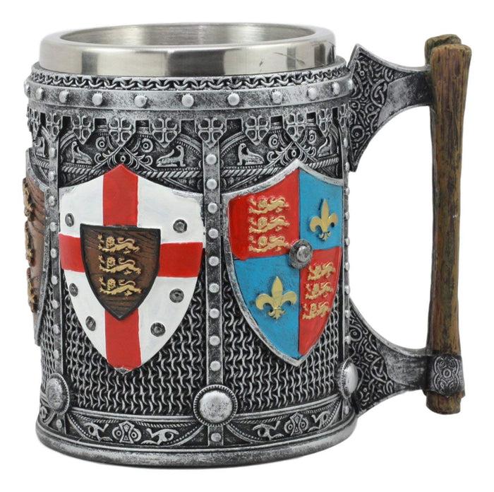 ebros gift Large English Knight Shield Tankard Mug Beer Stein Beverage Cup 5.25" Tall