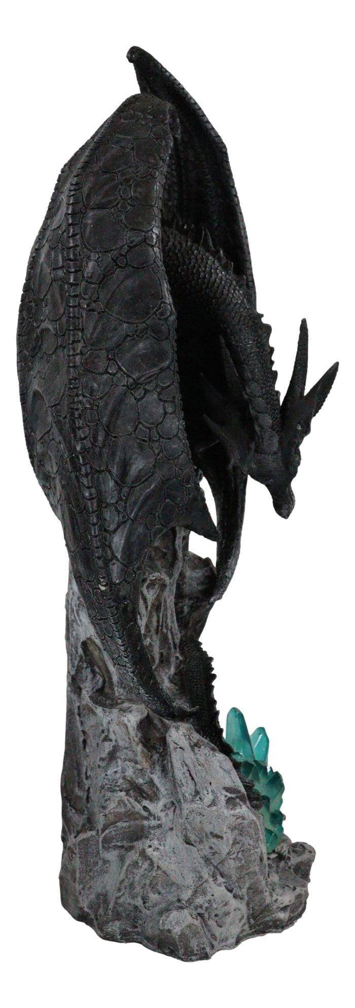 Ebros Gift Large Euranius Drake Elder Dragon Guarding LED Light Crystal Elements Statue