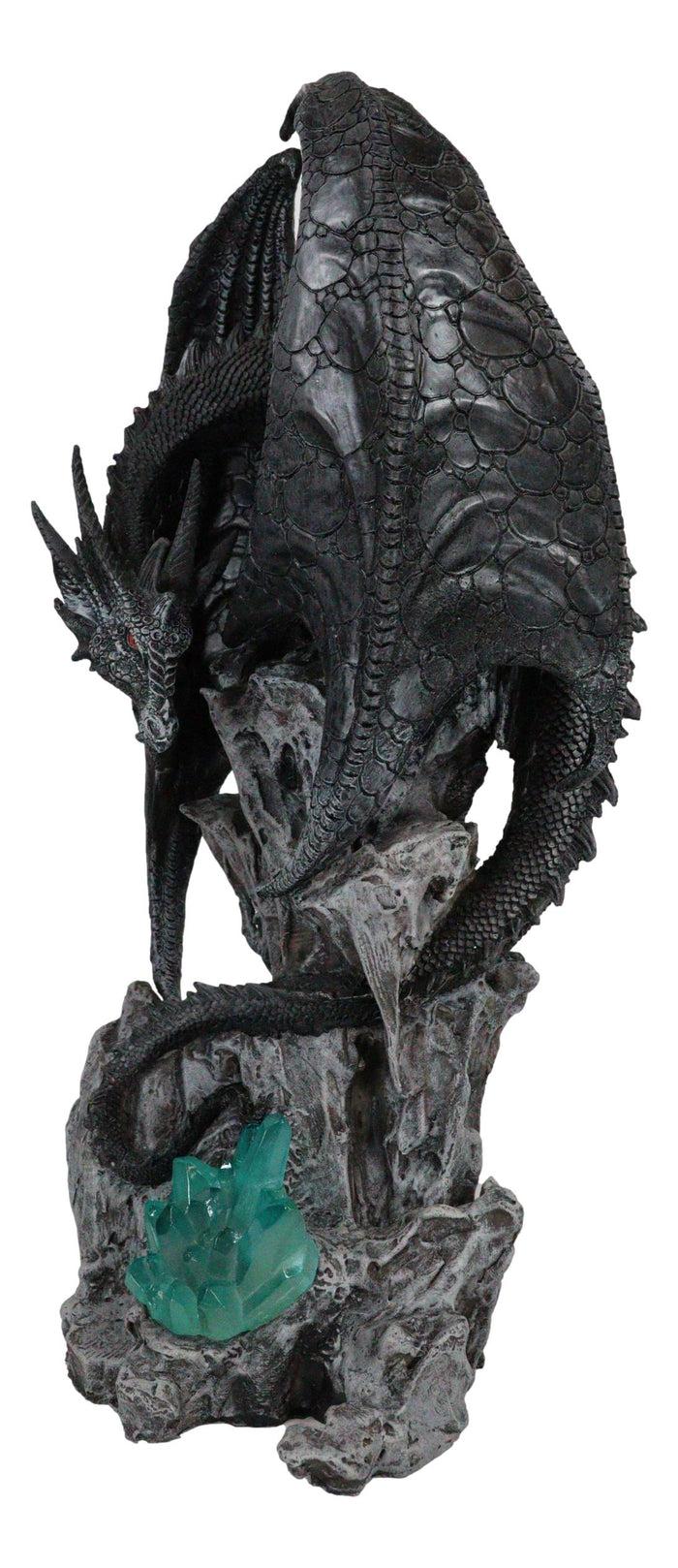 Ebros Gift Large Euranius Drake Elder Dragon Guarding LED Light Crystal Elements Statue