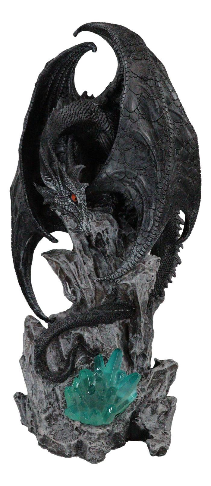 Ebros Gift Large Euranius Drake Elder Dragon Guarding LED Light Crystal Elements Statue