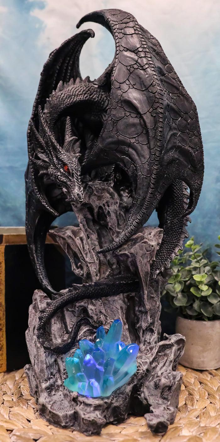 ebros gift Large Euranius Drake Elder Dragon Guarding LED Light Crystal Elements Statue