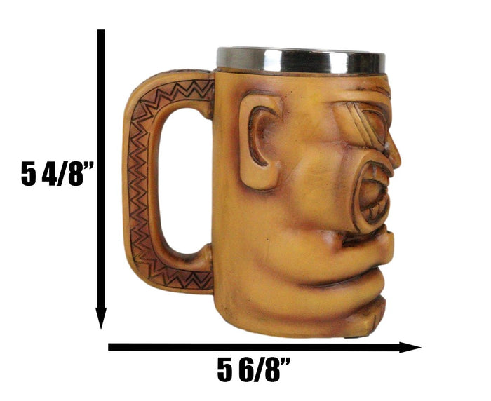 Ebros Gift Large Exotic Tropical Hawaiian Luau Party Maori Faux Wooden Tiki Coffee Mug 16oz