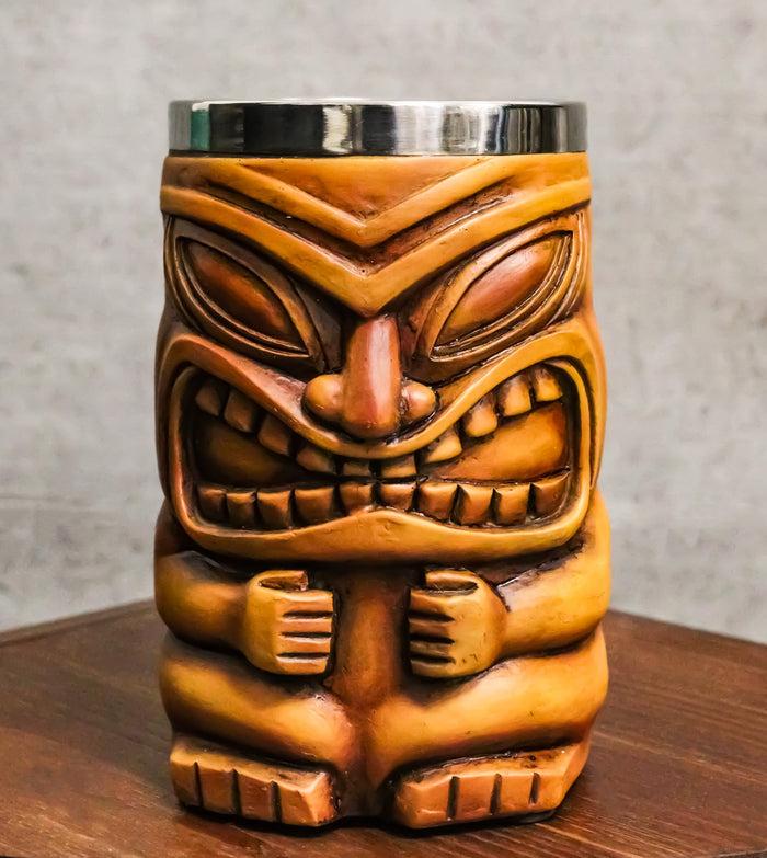 ebros gift Large Exotic Tropical Hawaiian Luau Party Maori Faux Wooden Tiki Coffee Mug 16oz