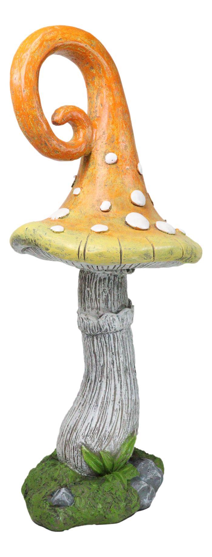 Ebros Gift Large Fairy Garden Orange Meringue Crooked Toadstool Mushroom Figurine 23"H