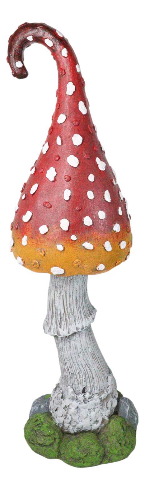 Ebros Gift Large Fairy Garden Red White Spotted Crooked Toadstool Mushroom Figurine 23"H