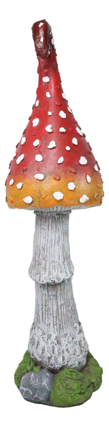 Ebros Gift Large Fairy Garden Red White Spotted Crooked Toadstool Mushroom Figurine 23"H