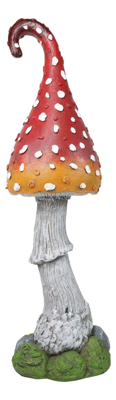 Ebros Gift Large Fairy Garden Red White Spotted Crooked Toadstool Mushroom Figurine 23"H