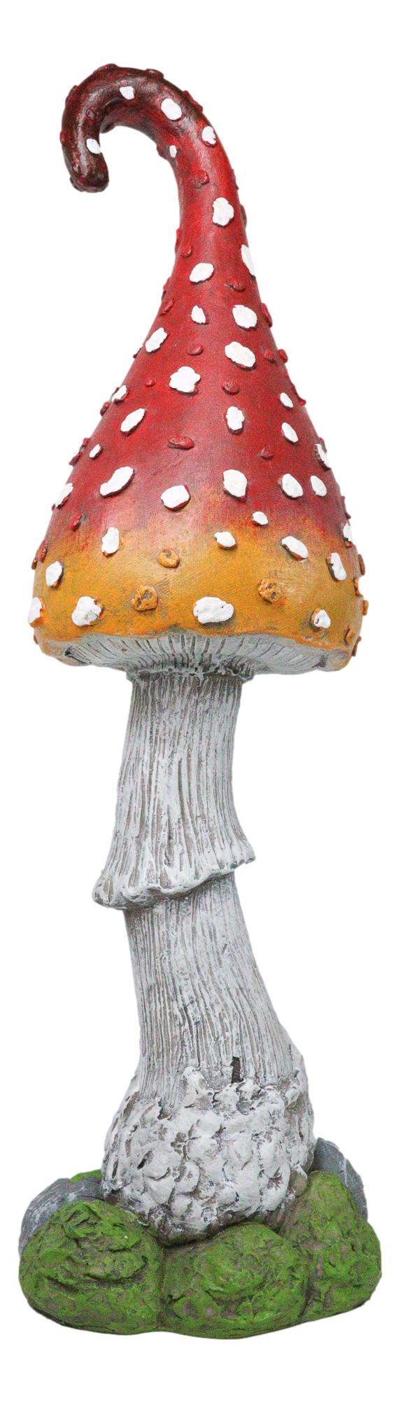 ebros gift Large Fairy Garden Red White Spotted Crooked Toadstool Mushroom Figurine 23"H
