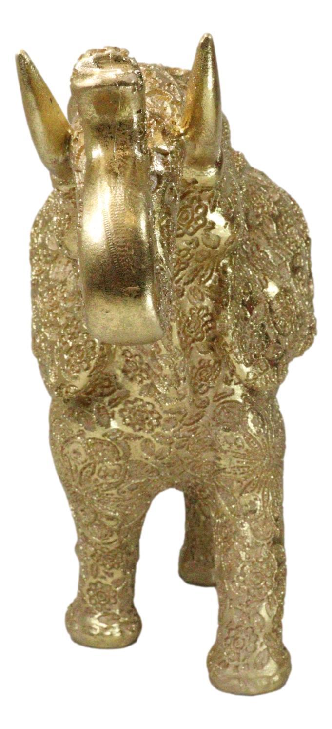 Ebros Gift Large Feng Shui Royal Gold Ornate Mandala Design Elephant With Trunk Up Figurine